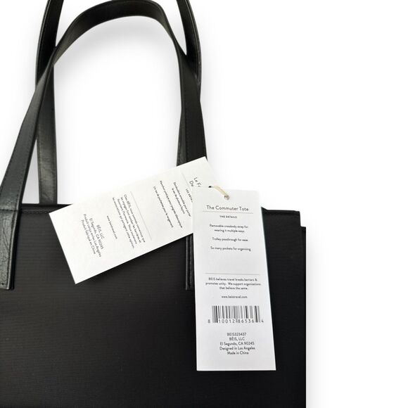 BEIS Black Commuter Tote Vegan Daily & Travel Ready Fits 13" Laptop NWT - Picture 7 of 7